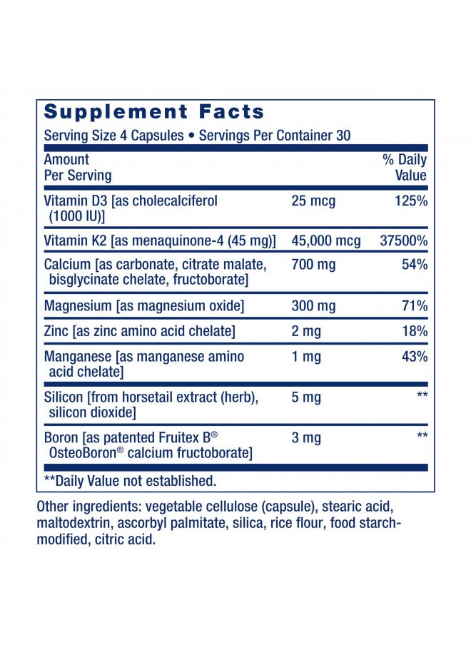 Life Extension Bone Restore Elite with Super Potent K2 - Clinically Studied Vitamin K2 & Calcium Promotes Healthy Bone Mineral Density, Bone-Friendly Formula - Non-GMO, Gluten-Free - 120 Capsules