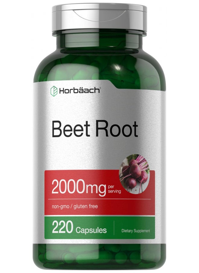 Beet Root Powder Capsules | 250 Pills | Herbal Extract | Non-GMO, Gluten Free, and DNA Tested Supplement | by Horbaach