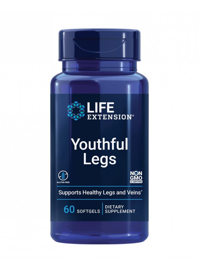 Life Extension Youthful Legs - Healthy Vein and Leg Support Supplement for Women - Advanced Formula For Circulation in Leg Veins- Non-GMO, Gluten-Free - 60 Counts