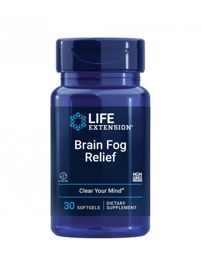 Life Extension Brain Fog Relief Caffeine-Free, Fast-Acting Nootropic Formula Helps Clear Your Mind Gluten-Free, Non-GMO - 30 Softgels