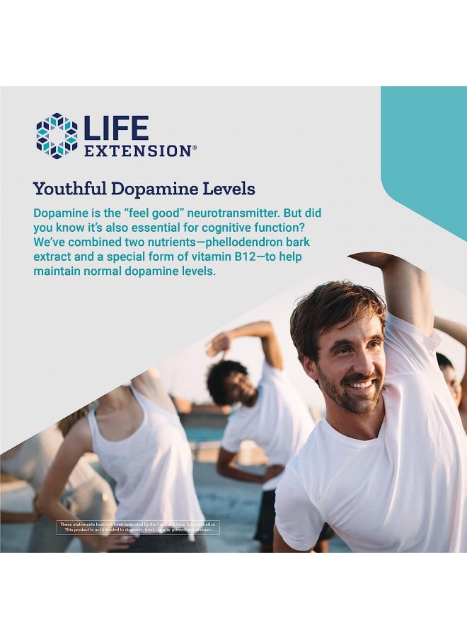 Life Extension Dopamine Advantage - Phellodendron Bark Extract Supplement with Vitamin B12 - for Youthful Dopamine Levels and Brain Health - Gluten-Free, Non-GMO, Vegetarian - 30 Capsules