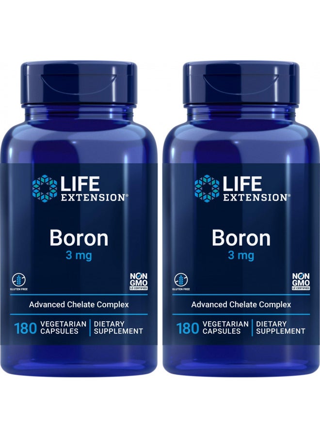 Life Extension Boron 3 mg 180 Caps (Pack of 2)