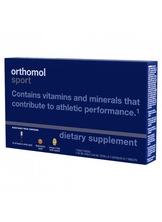 Orthomol Sport Vial, Sports Nutrition Supplement, 7-Day Supply, Vitamins A, B, C, D, E, Zinc, Iodine