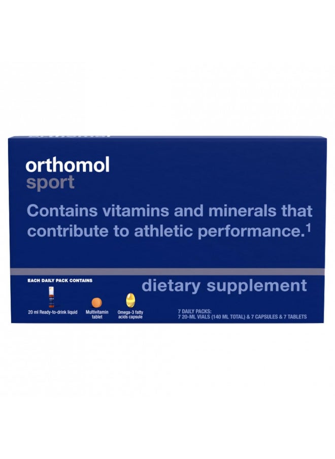 Orthomol Sport Vial, Sports Nutrition Supplement, 7-Day Supply, Vitamins A, B, C, D, E, Zinc, Iodine