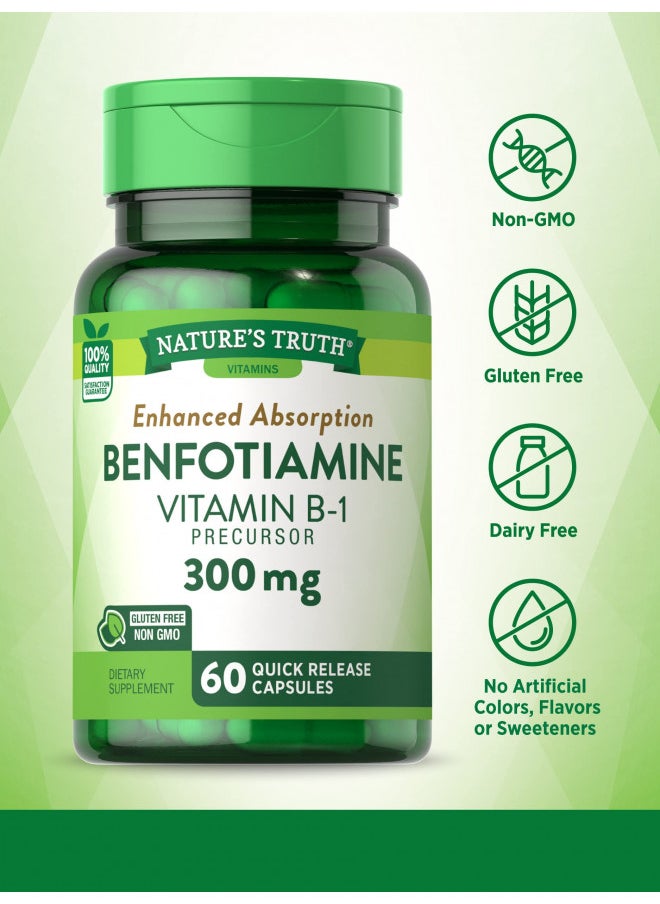 Nature's Truth Benfotiamine | 300mg | 60 Count | Non-GMO and Gluten Free Supplement | Vitamin B1 Precursor