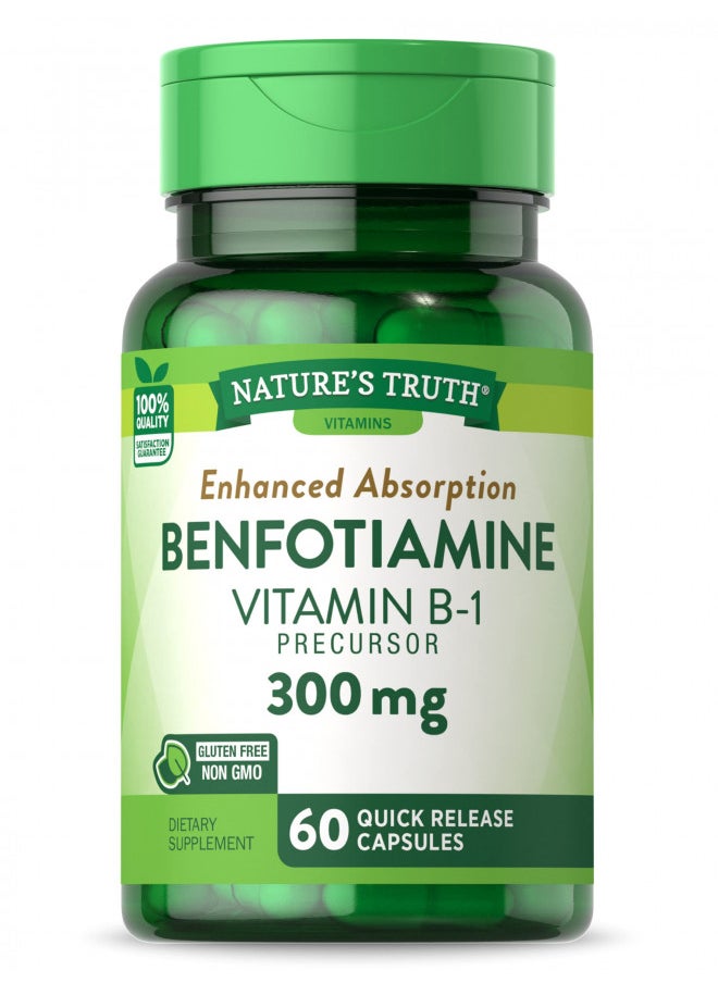 Nature's Truth Benfotiamine | 300mg | 60 Count | Non-GMO and Gluten Free Supplement | Vitamin B1 Precursor