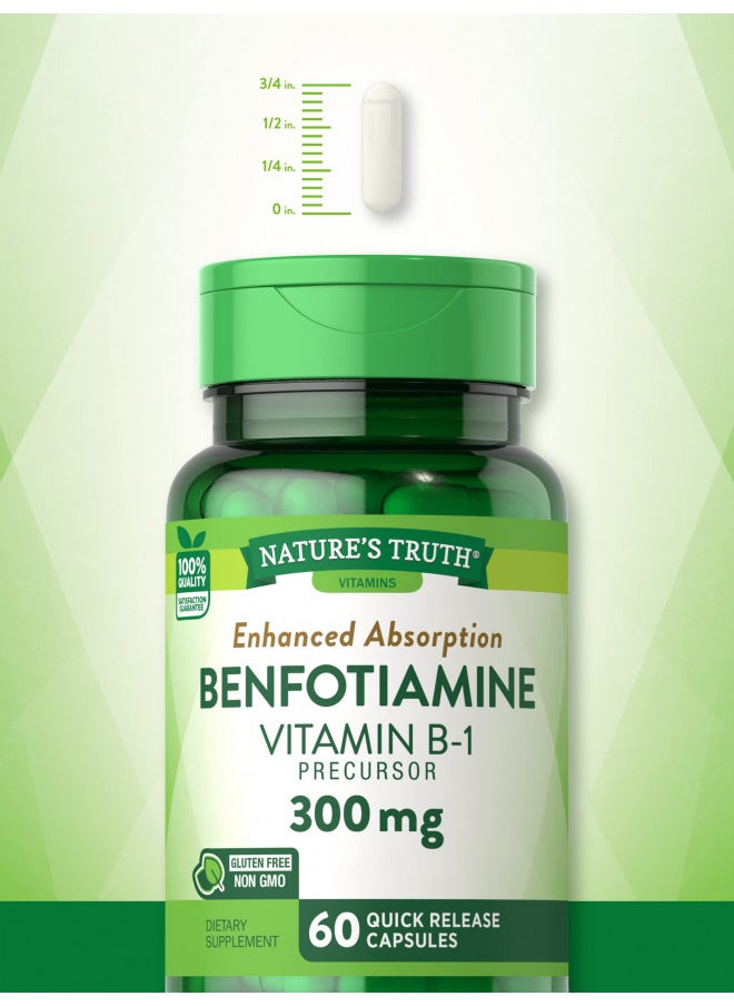 Nature's Truth Benfotiamine | 300mg | 60 Count | Non-GMO and Gluten Free Supplement | Vitamin B1 Precursor