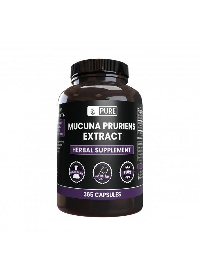 Pure Original Ingredients Mucuna Pruriens (365 Capsules) No Magnesium Or Rice Fillers, Always Pure, Lab Verified