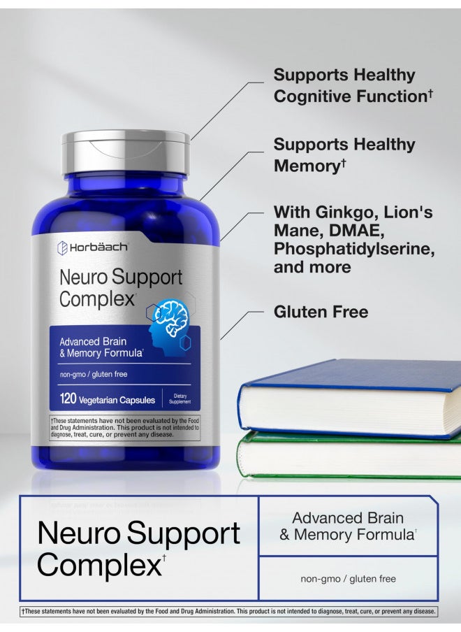 Brain Supplement | 120 Capsules | with Phosphatidylserine & DMAE | Advanced Formula for Memory, Focus, Clarity | Vegetarian & Gluten Free | Neuro Support | by Horbaach