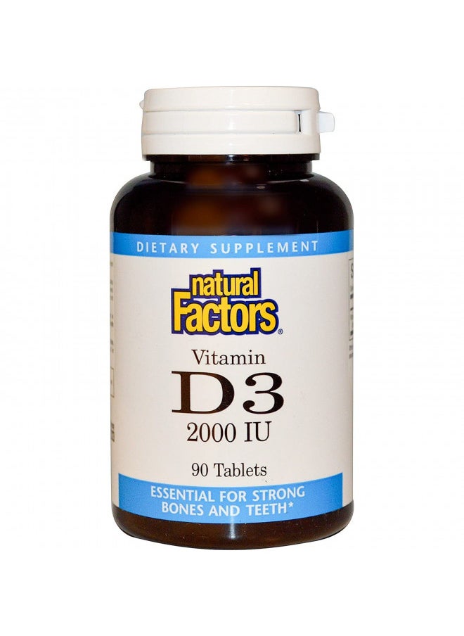 Natural Factors - Vitamin D3 2000 IU, Supports Healthy Bones, 90 Tablets