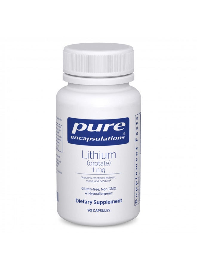 Pure Encapsulations Lithium (Orotate) 1 mg | Support for Calmness and Behavior | 90 Capsules