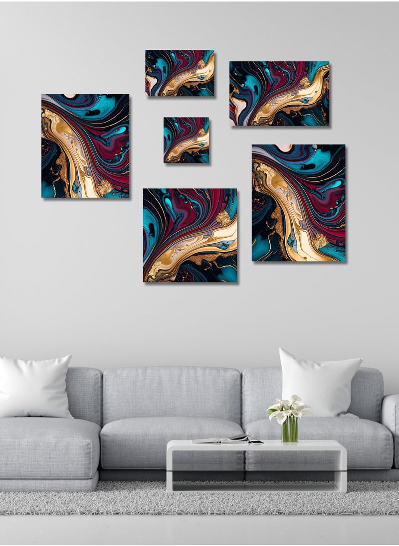 Abstract Canvas Artwork on Cotton Canvas with Wooden Stretcher – Wall Mount Friendly, Includes Hooks and Screws, Available in Sizes: 40x40, 60x40, 80x60, 80x120, 100x100, 100x150