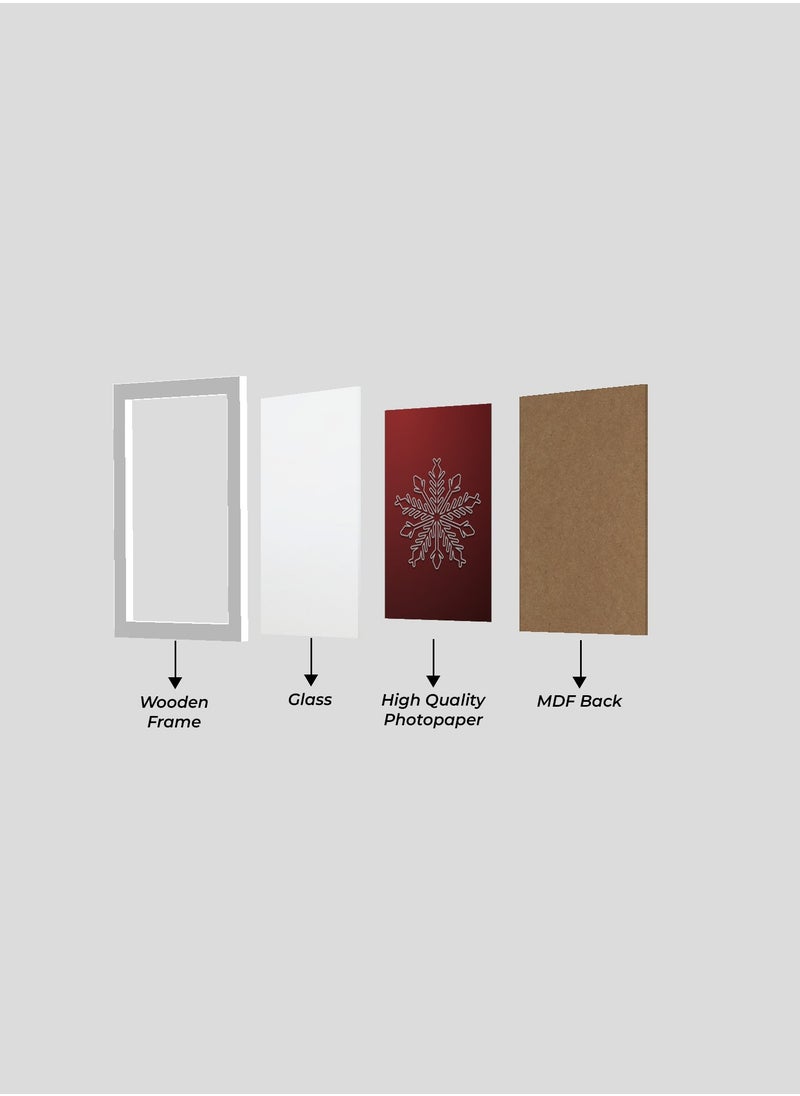 Set of 3 Printed Christmas Themed Artwork with Wooden Frame and Glass – Wall Mount Friendly, Includes Hooks and Screws, Available in Sizes: 60x40, 20x30. (Two Colours: Red and Gold)