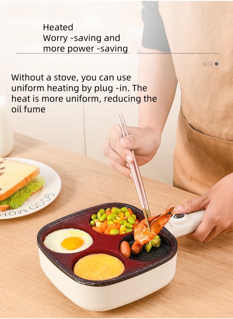 Fried Egg Pan, 4 -Hole Non -Sticky Egg Burger Frying Pan, Breakfast Mini Fried Cooker With A Handle, Multi -Function Two -In -One Frying Pot
