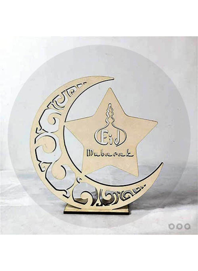 Wooden Eid Mubarak Table Ornament Beige