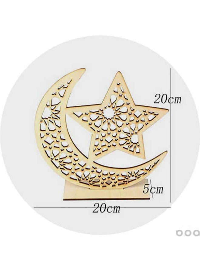 Wooden Moon And Star Table Ornament Beige