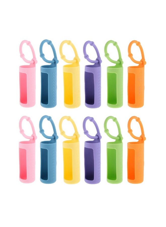 12Pcs Silicone Roller Bottle Holder Sleeve Essential Oil Bottle Protect Case Anti Slip Carrying Case Travel Protective Cover With Hanging Rope For Perfume