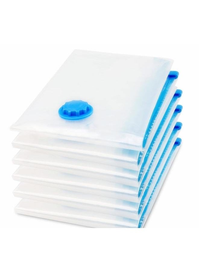 Quantity of 6 Space Saver Storage Dual Double Zipper Extra Tight Seal Bag for Travel, Suitcases, Moving,6-Piece Vacuum Storage Bag Set Clear/Blue 60x80cm