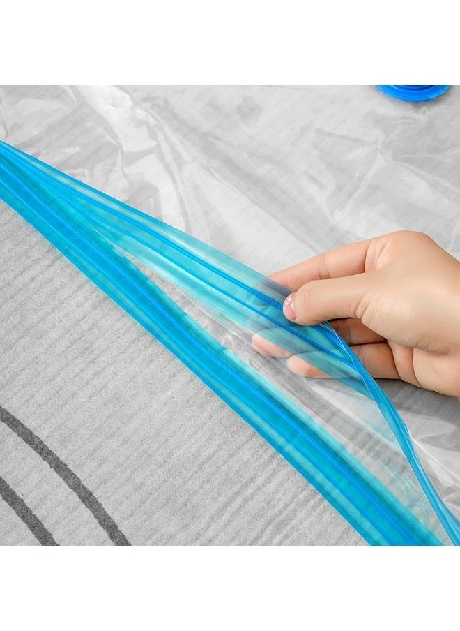 Quantity of 6 Space Saver Storage Dual Double Zipper Extra Tight Seal Bag for Travel, Suitcases, Moving,6-Piece Vacuum Storage Bag Set Clear/Blue 60x80cm