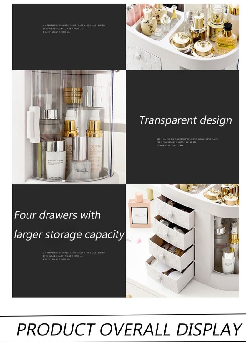 Rotating Adjustable Cosmetic Storage Display Case With Layers Large Capacity, Fits Jewelry, Makeup Brushes, Lipsticks And More, Clear Transparent