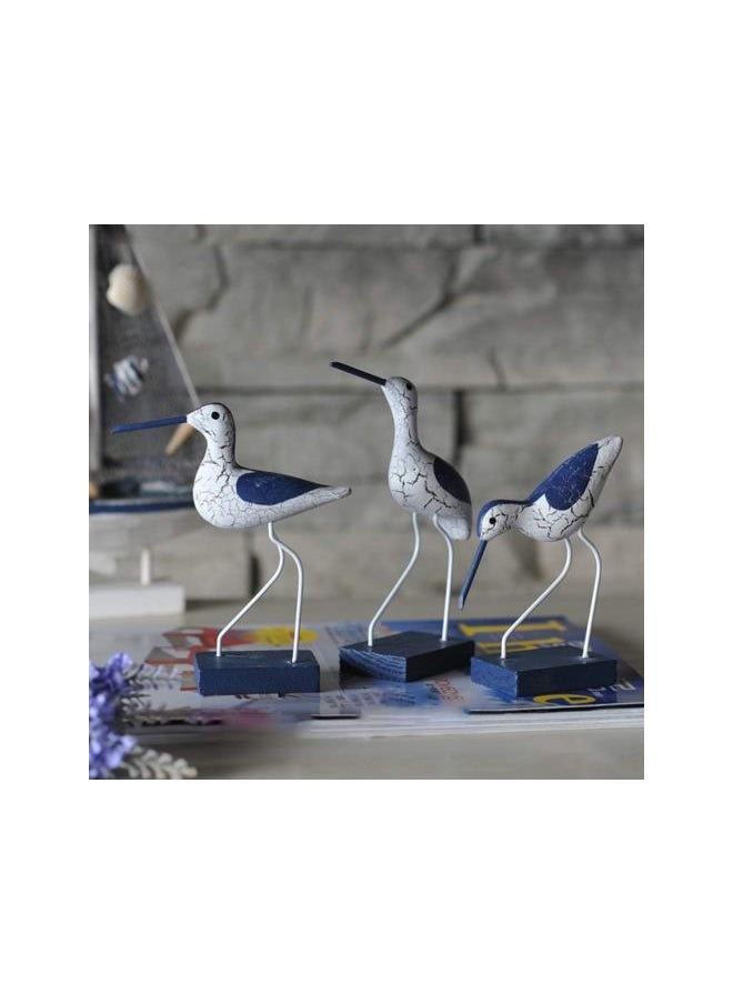 3pcs Wooden Seagull Figurine Nautical Decorations Ornaments Mediterranean Style Coastal Beach Room Garden Decoration for Bedroom Living Room