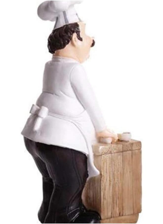 Chef Figurines Chef Statue for Kitchen Counter Top Restaurant Cafe Resin Desktop Decorative Ornaments Christmas Centerpiece Bakery Crafts Bowls and Dishes White