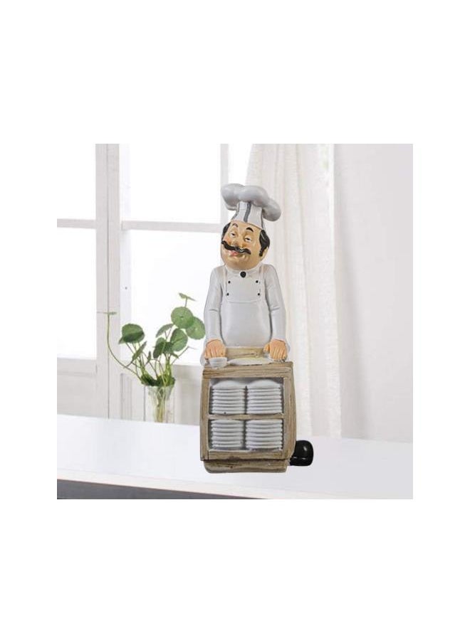 Chef Figurines Chef Statue for Kitchen Counter Top Restaurant Cafe Resin Desktop Decorative Ornaments Christmas Centerpiece Bakery Crafts Bowls and Dishes White