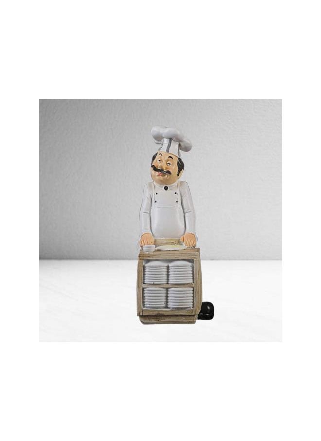 Chef Figurines Chef Statue for Kitchen Counter Top Restaurant Cafe Resin Desktop Decorative Ornaments Christmas Centerpiece Bakery Crafts Bowls and Dishes White