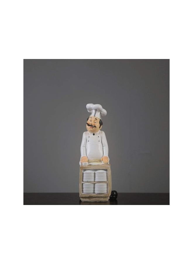 Chef Figurines Chef Statue for Kitchen Counter Top Restaurant Cafe Resin Desktop Decorative Ornaments Christmas Centerpiece Bakery Crafts Bowls and Dishes White