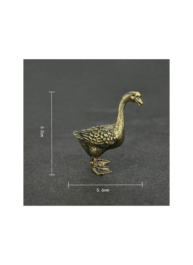 1 Pair Miniature Goose Figurine Retro Copper Goose Tea Pet Statue Collectible Chinese Kung Fu Tea Animal Model Ornament for Tea Tray Display Desktop Decor