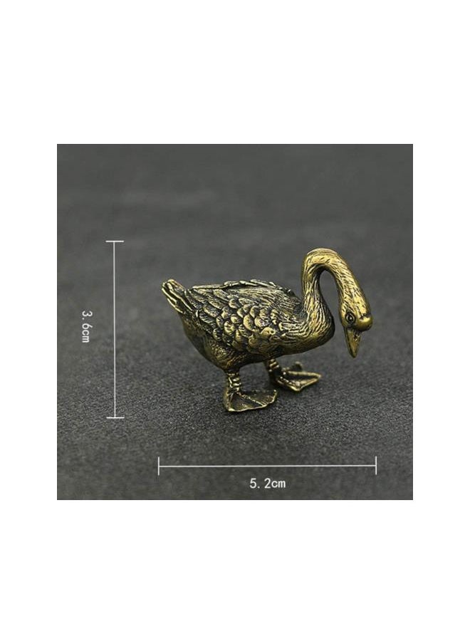 1 Pair Miniature Goose Figurine Retro Copper Goose Tea Pet Statue Collectible Chinese Kung Fu Tea Animal Model Ornament for Tea Tray Display Desktop Decor