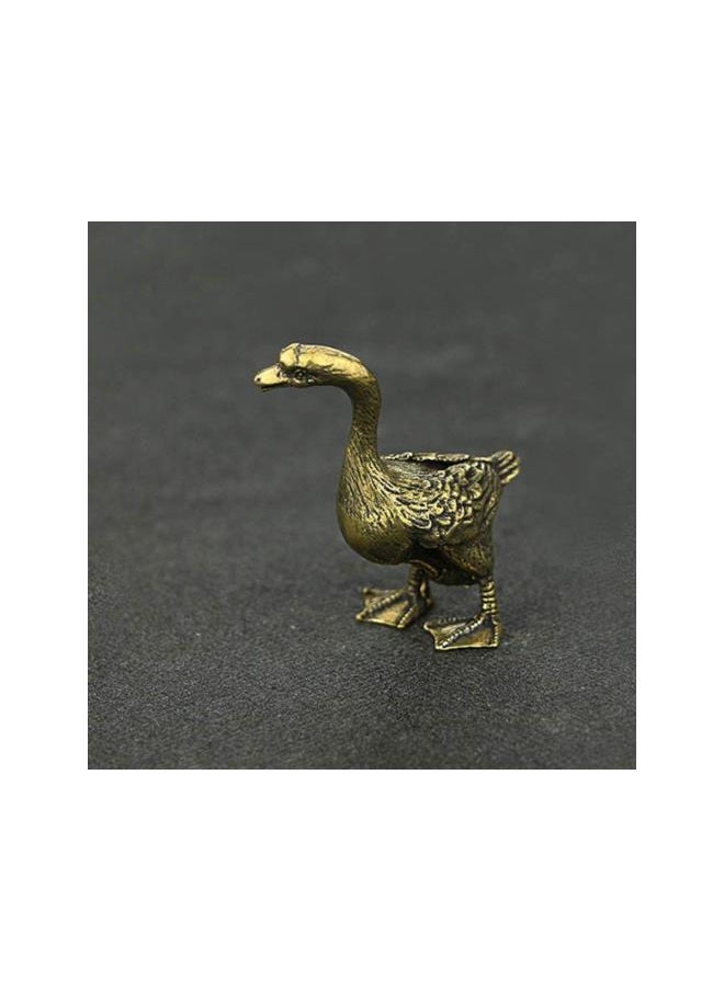 1 Pair Miniature Goose Figurine Retro Copper Goose Tea Pet Statue Collectible Chinese Kung Fu Tea Animal Model Ornament for Tea Tray Display Desktop Decor