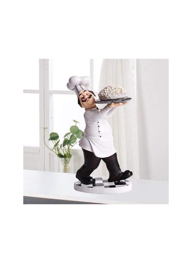 Chef Figurines Chef Statue for Kitchen Counter Top Restaurant Cafe Resin Desktop Decorative Ornaments Christmas Centerpiece Bakery Crafts Delivering Noodles White