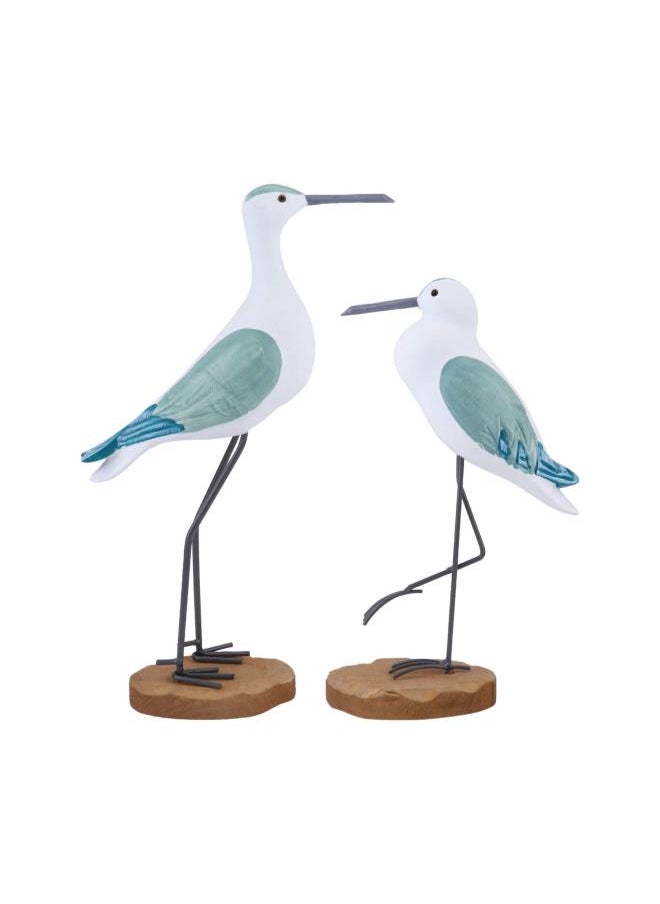 2pcs Wooden Seagull Figurines Nautical Decorations Rustic Vintage Sea Bird Sculpture Desktop Ornaments Mediterranean Coastal Beach Home Art Birthday Green