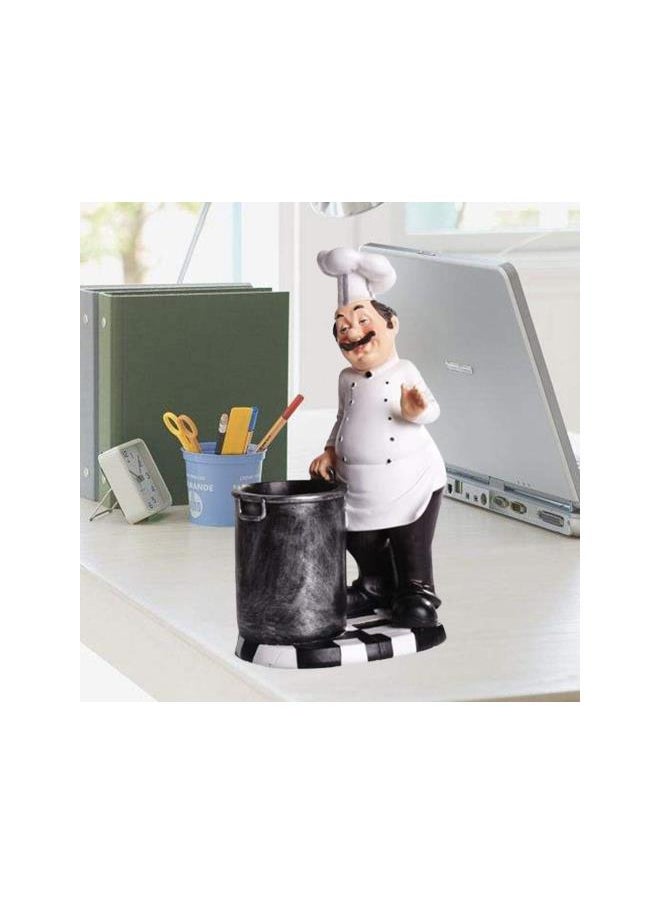 Chef Figurines Chef Statue for Kitchen Counter Top Restaurant Cafe Resin Desktop Decorative Ornaments Christmas Centerpiece Bakery Crafts Chopstick Bucket White