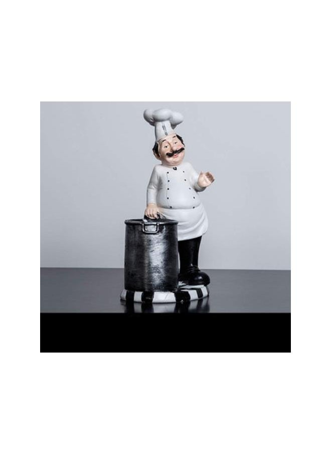 Chef Figurines Chef Statue for Kitchen Counter Top Restaurant Cafe Resin Desktop Decorative Ornaments Christmas Centerpiece Bakery Crafts Chopstick Bucket White