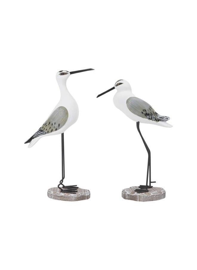 Wooden Seagull Figurines Vintage Sea Bird Sculpture Desktop Ornaments Bird Statue Outdoor Hanging Decor Light Brown 2pcs