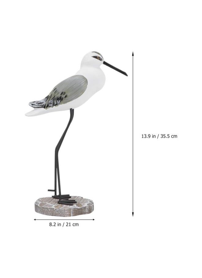 Wooden Seagull Figurines Vintage Sea Bird Sculpture Desktop Ornaments Bird Statue Outdoor Hanging Decor Light Brown 2pcs