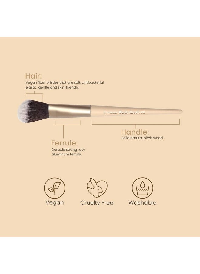 Contour Brush 05, Cream & Powder Blushes, Bronzers, And Highlighter, Precision Face & Cheeks Makeup Brush | Fluffy Angled Vegan Bristles