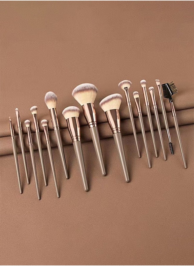 15pcs Makeup Brush Set Loose Powder Brush Blush Brush Eye Shadow Brush Beginner Beauty Tools Gift for girlfriend