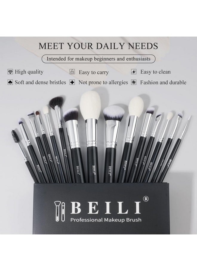 15Pcs Original Makeup Brushes Set Natural-Synthetic Kabuki Foundation Face Powder Highlighter Contour Concealers Eye Shadows Eyebrow Eyeliner Make Up Brush Kit(Classic Black)