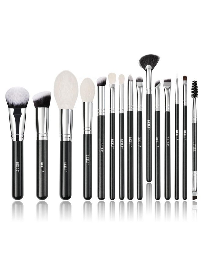 15Pcs Original Makeup Brushes Set Natural-Synthetic Kabuki Foundation Face Powder Highlighter Contour Concealers Eye Shadows Eyebrow Eyeliner Make Up Brush Kit(Classic Black)