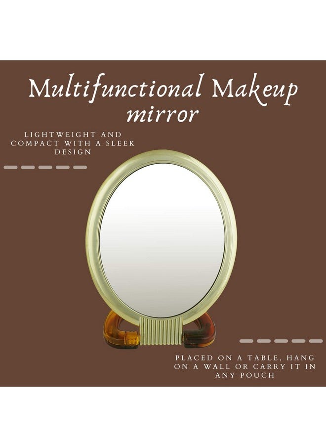 Professional Series Oval Shape Extra Large Size Double Sided Magnifying Makeup Mirror With Handle Stand For Men & Women, 31 X 15.5 X 2 Cm