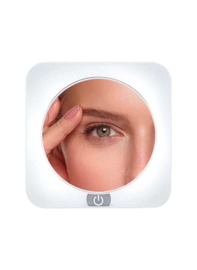 Lighted Makeup Mirror 12X Magnifying Mirror With Suction Cup Compact Mirror Travel Mirror With Light Magnetic Mirroroperatedbattery In White