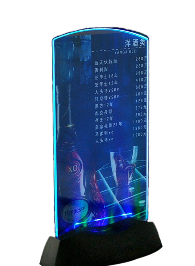 Dual-Side Acrylic LED Light Table Menu Restaurant Card Display Holder Stand Multicolour