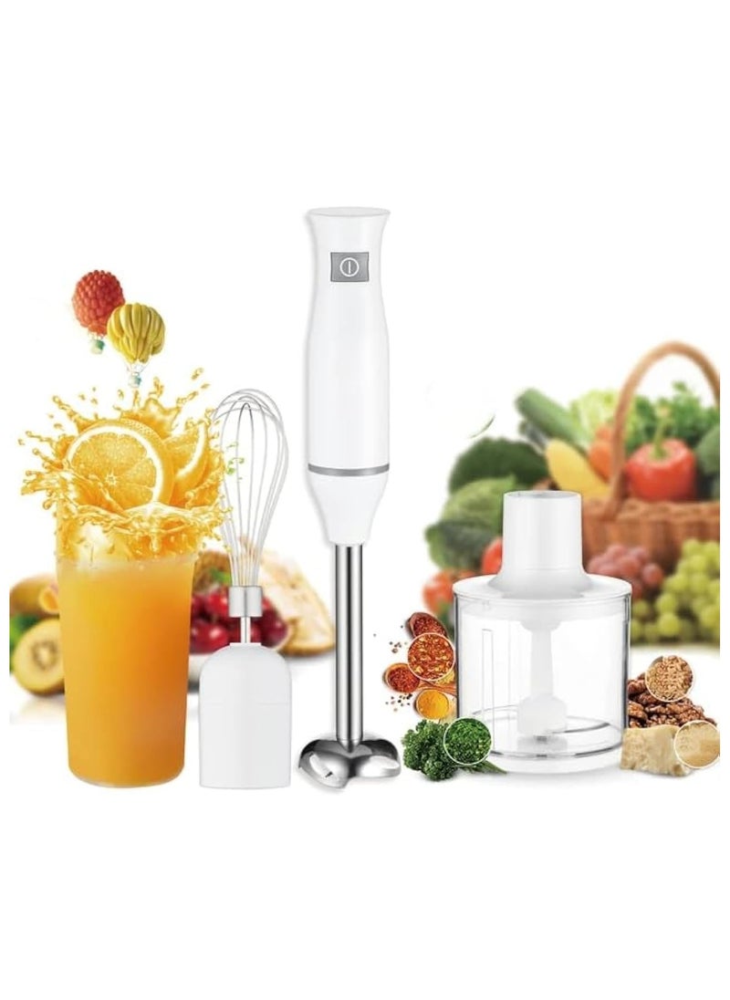 4-in-1 Hand Blender Set – 500W Stainless Steel Immersion Stick Blender with Chopper, Whisk, Food Grinder, and Smoothie Maker – 6-Speed Multi-Function for Baby Puree, Meat, Vegetables, Sauces, and More