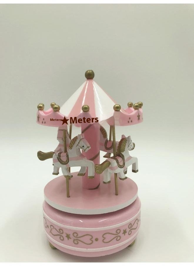 Box Mini Carousel Decor Birthday Decor Household Valentines Cake Decor Music Decor Carousel Statue Home Decor Desktop Decor Pink Decorations Romantic