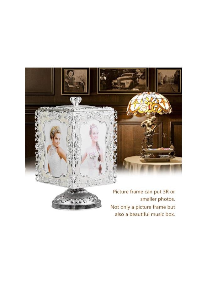 Musical Picture Frames, Rotating Photo Frame Musical Jewelry Box 3R Photo Display Carousel Music Box for Girls