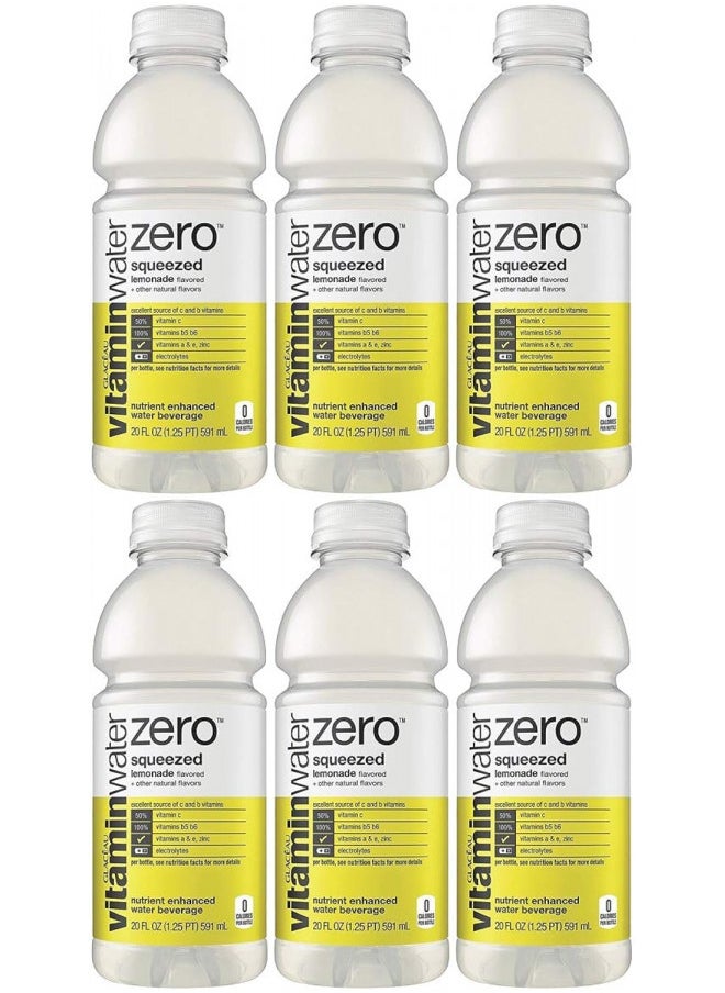 Vitamin Water Zero, Lemonade - Squeezed, 20oz Bottle (Pack of 6, Total of 120 Oz)