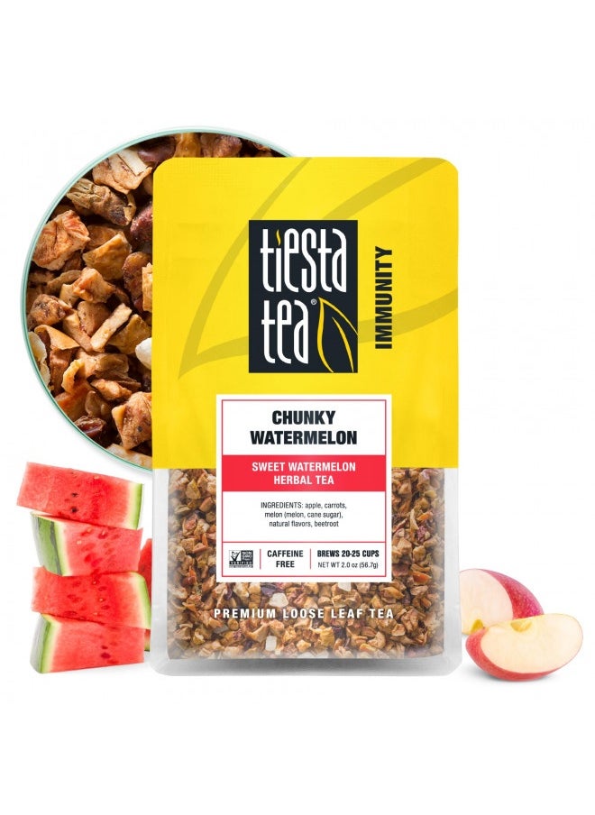 Tiesta Tea - Chunky Watermelon, Sweet Watermelon Herbal Tea, Loose Leaf, Up To 25 Cups, Make Hot Or Iced, Non-Caffeinated, 2 Ounce Resealable Pouch